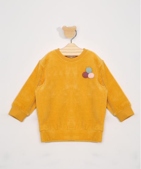 Blusa-de-Moletom-Infantil-com-Pompons-Amarela-9820739-Amarelo_1