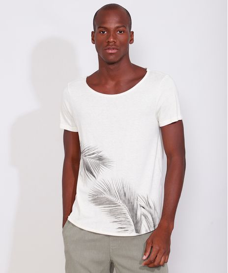 Camiseta-Masculina-Slim-Manga-Curta-Gola-Canoa-com-Linho-e-Folhagem-Off-White-9965760-Off_White_1