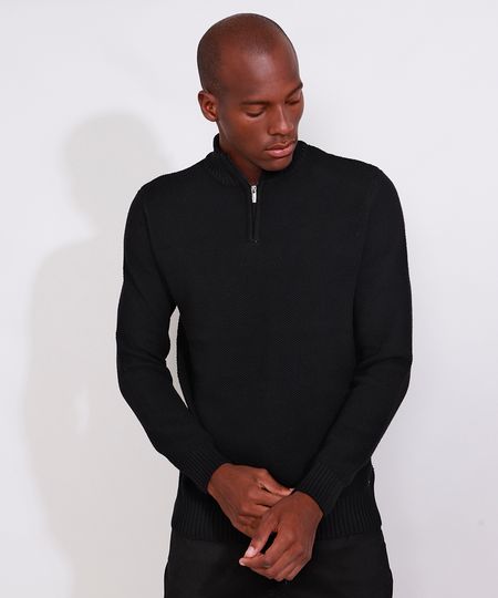 Sueter-de-Trico-Masculino-Texturizado-Gola-Alta-Preto-9790144-Preto_1