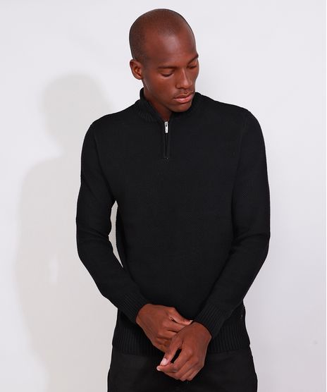 Sueter-de-Trico-Masculino-Texturizado-Gola-Alta-Preto-9790144-Preto_1