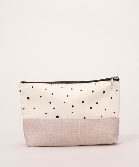 Necessaire-Feminina-Estampada-Poa-com-Recorte-Bege-9972779-Bege_1
