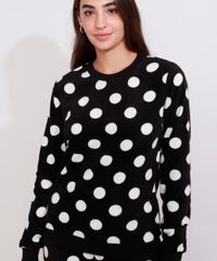 Pijama-de-Fleece-Feminino-Manga-Longa-Estampado-de-Poa-Preto-9974704-Preto_4