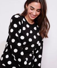 Pijama-de-Fleece-Feminino-Manga-Longa-Estampado-de-Poa-Preto-9974704-Preto_6