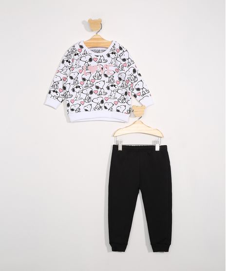 Conjunto-de-Moletom-Infantil-Blusa-Estampado-Snoopy-Off-White---Calca-Jogger-Preto-9976541-Preto_1