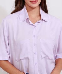 Camisa-de-Crepe-Feminina-Manga-Curta-Ampla-Cropped-com-Bolsos-Lilas-9982703-Lilas_4