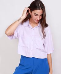 Camisa-de-Crepe-Feminina-Manga-Curta-Ampla-Cropped-com-Bolsos-Lilas-9982703-Lilas_5