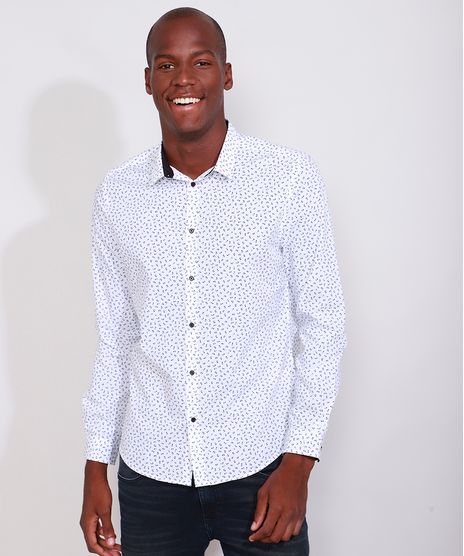 Camisa-Masculina-Slim-Estampada-Mini-Print-Floral-Manga-Longa-Branca-9947660-Branco_1