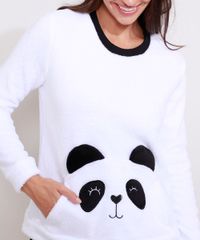 Pijama-de-Fleece-Feminino-Manga-Longa-Panda-com-Bolso-Canguru-e-Poa-Branco-9974104-Branco_6