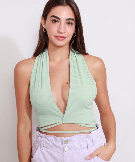 Top-Cropped-Feminino-Frente-Unica-Canelado-com-Amarracao-Verde-Claro-9988116-Verde_Claro_1