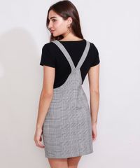 Salopete-Feminina-Estampada-Xadrez-com-Bolsos-e-Ziper-de-Argola-Preta-9971992-Preto_2