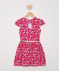 Vestido-Infantil-Manga-Curta-Estampado-de-Borboletas-com-Cinto-Pink-9979189-Pink_2