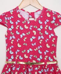 Vestido-Infantil-Manga-Curta-Estampado-de-Borboletas-com-Cinto-Pink-9979189-Pink_3
