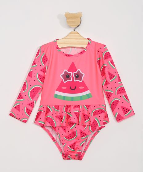 Maio-Body-Infantil-Estampado-de-Melancia-com-Babado-e-Protecao-UV50--Manga-Longa-Rosa-9980993-Rosa_1