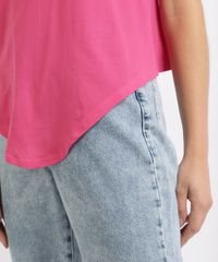 Blusa-Feminina-Basica-com-No-Manga-Curta-Decote-Redondo-Rosa-Escuro-9883921-Rosa_Escuro_1_4