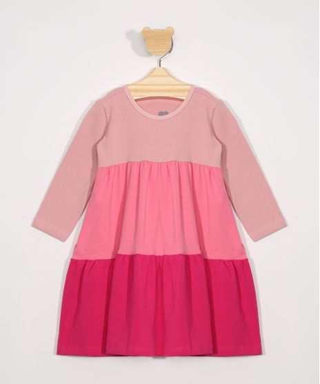 Vestido-Infantil-Basico-Manga-Longa-com-Recorte--Rosa-9981647-Rosa_1