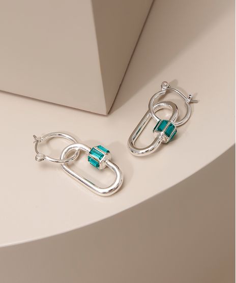 Brinco-de-Argola-Feminino-com-Pingente-de-Mosquetao-com-Pedras-Prateado-9980644-Prateado_1