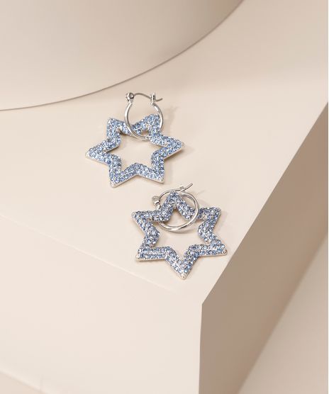 Brinco-Feminino-Estrela-de-6-Pontas-com-Strass-Prateado-9980629-Prateado_1