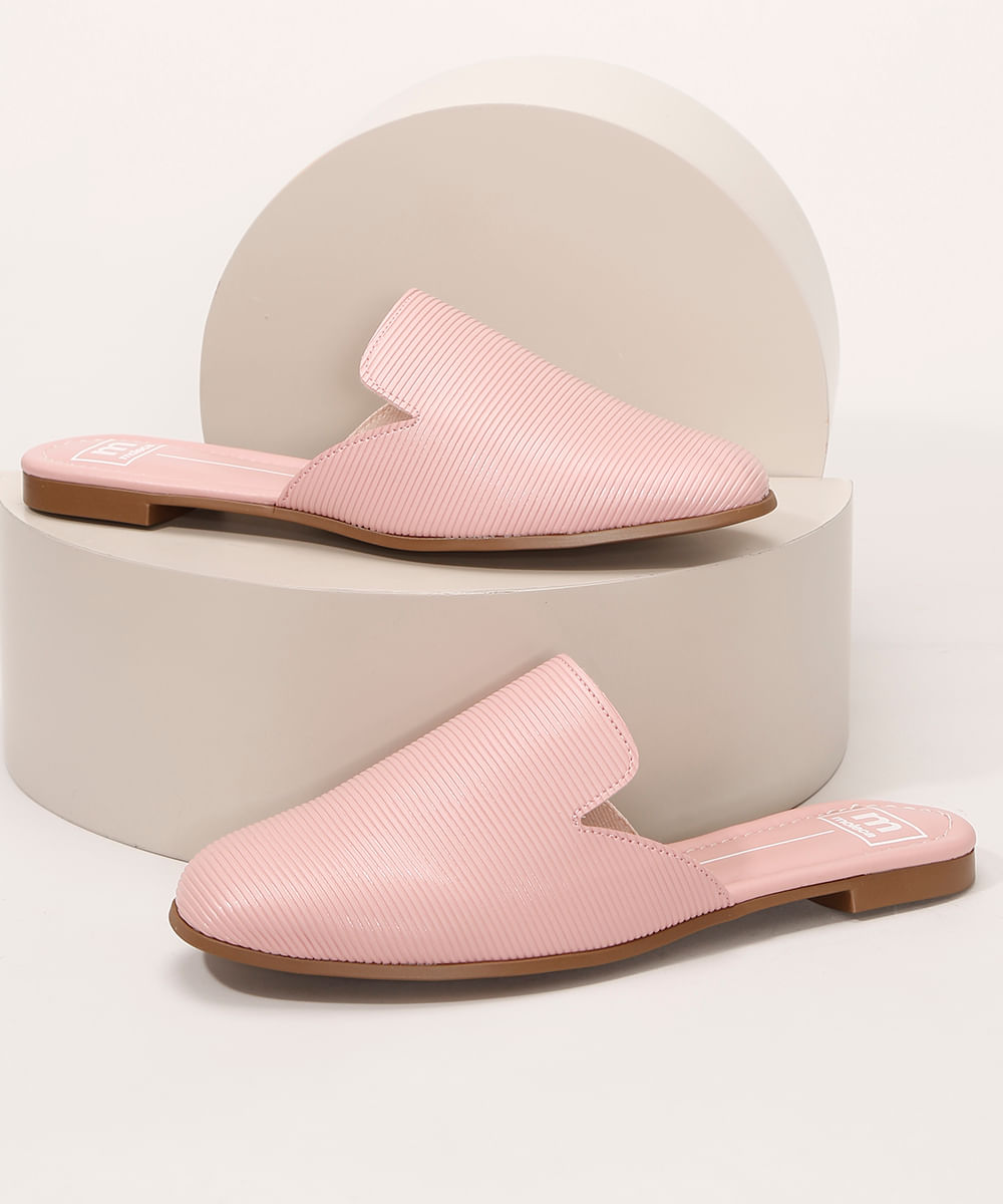 Mule Feminino Moleca Texturizado Rosa