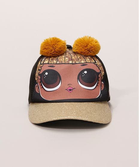 Bone-Infantil-LOL-Surprise-com-Pompons-e-Glitter-Preto-9947996-Preto_1