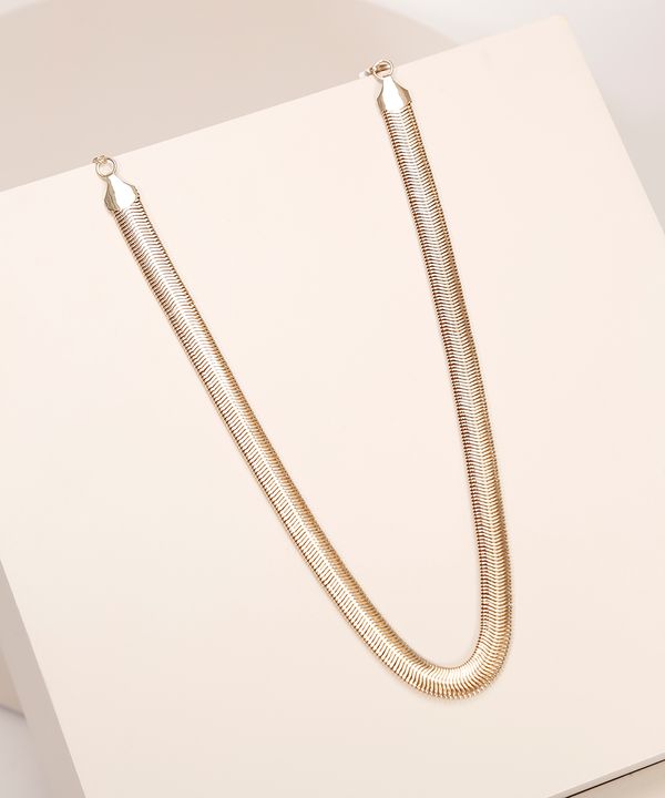 Colar Feminino Corrente Achatada Dourado Único