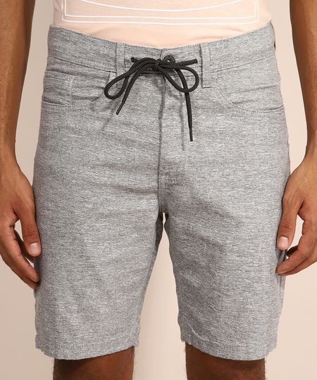 Bermuda-de-Sarja-Masculina-Slim-com-Cordao-Cinza-Mescla-9980471-Cinza_Mescla_1
