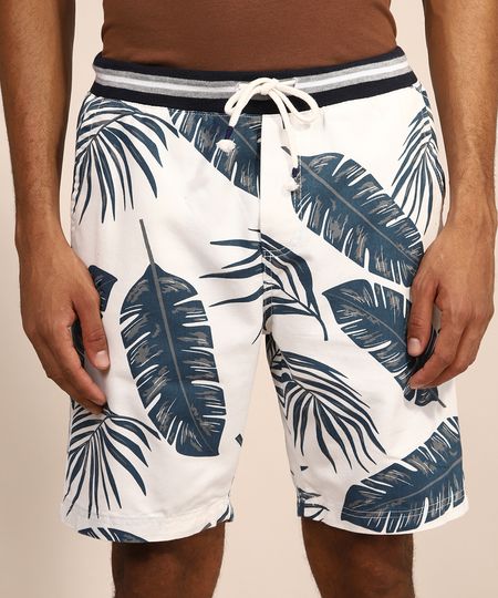 Bermuda-Masculina-de-Sarja-Reta-Estampada-de-Folhagem-Off-White-9980958-Off_White_1