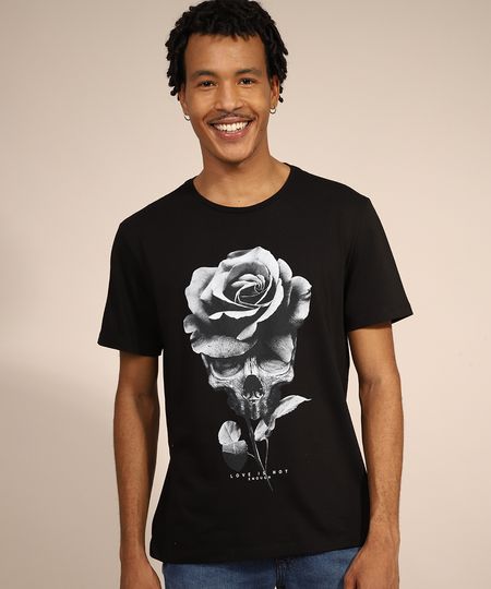 Camiseta-Masculina-Manga-Curta-Caveira-com-Rosa-Gola-Careca-Preta-9981620-Preto_1 Camiseta-Masculina-Manga-Curta-Caveira-com-Rosa-Gola-Careca-Preta-9981620-Preto_1