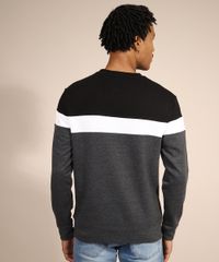 Blusa-de-Moletom-Masculina-com-Recortes-Gola-Careca-Cinza-Mescla-Escuro-9799381-Cinza_Mescla_Escuro_2