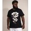 Camiseta-Masculina-Plus-Size-Manga-Curta-Caveira-e-Rosa-Gola-Careca-Preta-9990444-Preto_1