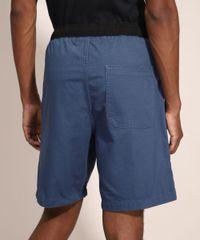 Bermuda-Masculina-de-Sarja-Reta-Texturizada-com-Cos-Contrastante-e-Cordao-Azul-9980150-Azul_2