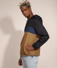 Jaqueta-de-Nylon-Masculina-com-Meio-Ziper-Capuz-e-Bolsos-Preta-9973351-Preto_5