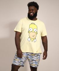 Pijama-Masculino-Plus-Size-Homer-Simpson-Manga-Curta-Amarelo-9980533-Amarelo_3