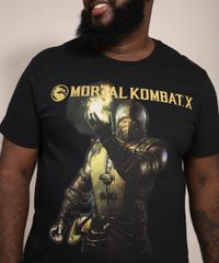 Camiseta-Masculina-Plus-Size-Manga-Curta-Mortal-Kombat-X-Scorpion-Gola-Careca-Preta-9982187-Preto_2