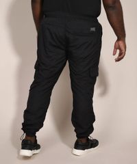 Calca-de-Nylon-Masculina-Plus-Size-Jogger-Cargo-com-Cinto-Preta-9983008-Preto_2