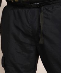 Calca-de-Nylon-Masculina-Plus-Size-Jogger-Cargo-com-Cinto-Preta-9983008-Preto_5