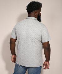 Polo-Masculina-Plus-Size-Tradicional-Estampada-Mini-Print-Manga-Curta-Cinza-Mescla-9983394-Cinza_Mescla_2