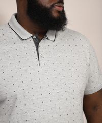 Polo-Masculina-Plus-Size-Tradicional-Estampada-Mini-Print-Manga-Curta-Cinza-Mescla-9983394-Cinza_Mescla_4
