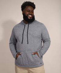 Bata-Masculina-Plus-Size-com-Capuz-e-Bolso-Canguru-Manga-Longa-Cinza-Mescla-Escuro-9983477-Cinza_Mescla_Escuro_1