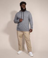 Bata-Masculina-Plus-Size-com-Capuz-e-Bolso-Canguru-Manga-Longa-Cinza-Mescla-Escuro-9983477-Cinza_Mescla_Escuro_3