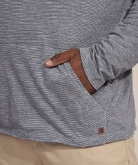 Bata-Masculina-Plus-Size-com-Capuz-e-Bolso-Canguru-Manga-Longa-Cinza-Mescla-Escuro-9983477-Cinza_Mescla_Escuro_4