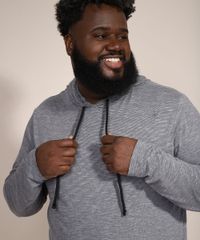 Bata-Masculina-Plus-Size-com-Capuz-e-Bolso-Canguru-Manga-Longa-Cinza-Mescla-Escuro-9983477-Cinza_Mescla_Escuro_5