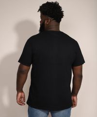 Camiseta-Masculina-Plus-Size-Slim-Manga-Curta-Caveira-Metalizada-com-Relevo-Gola-Careca-Preta-9984079-Preto_4