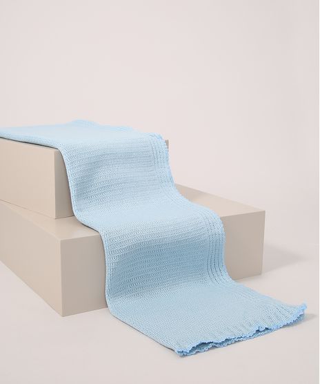 Manta Infantil de Tricô Azul Claro Pimpolho