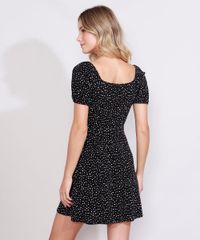 Vestido-Feminino-Curto-Estampado-Poa-Manga-Bufante-Decote-Coracao-com-No-Preto-9982540-Preto_2