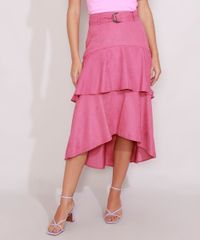 Saia-Feminina-Midi-Mullet-com-Babados-e-Cinto-Rosa-9979435-Rosa_1