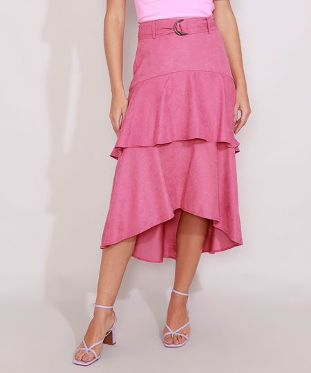Saia-Feminina-Midi-Mullet-com-Babados-e-Cinto-Rosa-9979435-Rosa_1