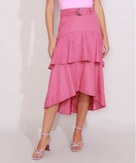 Saia-Feminina-Midi-Mullet-com-Babados-e-Cinto-Rosa-9979435-Rosa_1