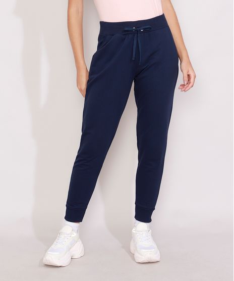 Calça de Moletom Feminina Azul Marinho