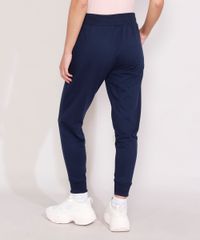 Calça de Moletom Feminina Azul Marinho Vista Traseira
