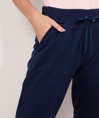 Bolso da Calça de Moletom Feminina Azul Marinho
